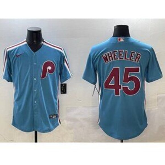 Mens Youths Kids Womens 45 Zack Wheeler Stitched Blue Jersey